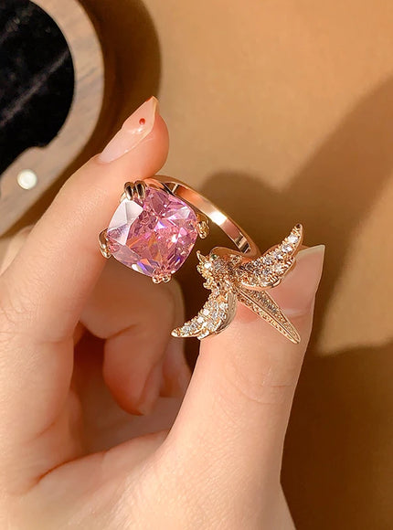 KissIcon 2025 Adjustable CZ Bird Ring For Women - Sparkling