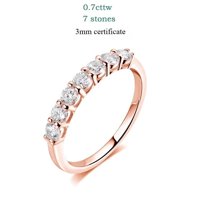 Smyoue 0.7CT 3mm Gemstone Moissanite Rings for Women S925 Silver Matching Wedding Diamonds Band Stackable Ring White Gold Gift