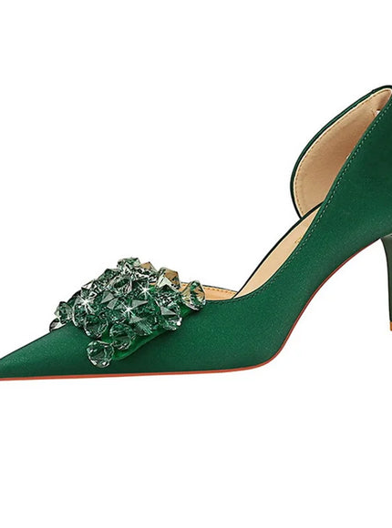 2024 New Rhinestone Women Pumps Bow knot Retro