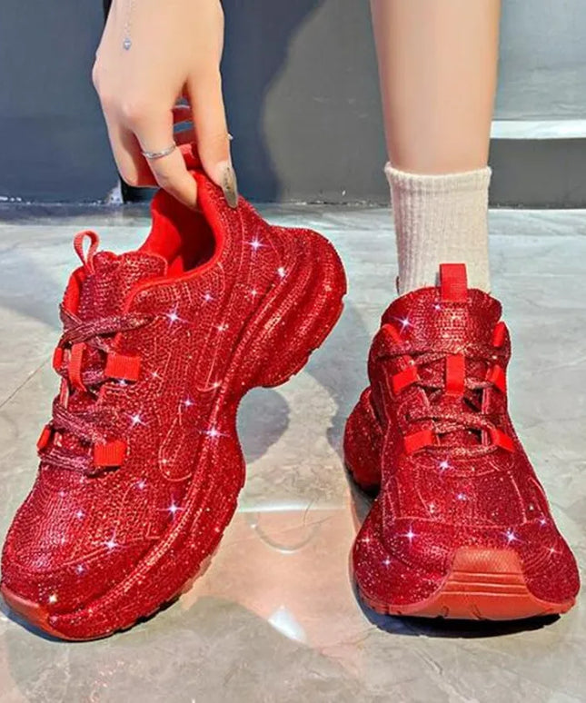 2025 Women Luxury Platform Sneakers Bling Casual Outdoor Shoes High Quality Running Tennis Sneaker Lace Up Fashion Sport Shoe