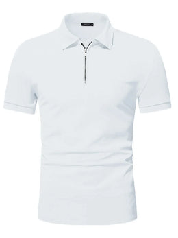 Men's polo shirt solid color short-sleeved zipper lapel T-shirt casual top