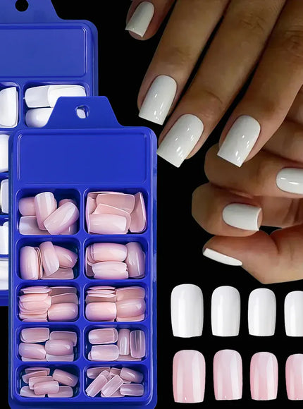 KissIcon 100Pcs Short Square Nails Full Cover Acrylic