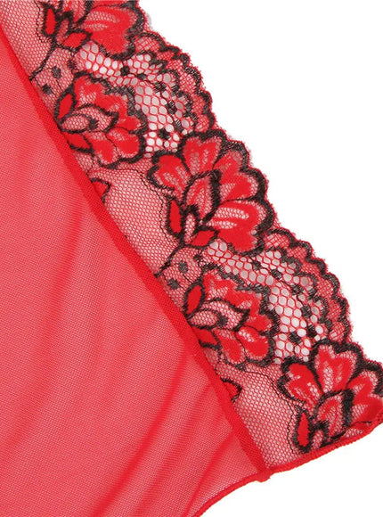 Plus Size Red Color Woman Sexy Bedroom Lingerie Babydoll Sleepwear Nightwear Dre ss from M/5XL