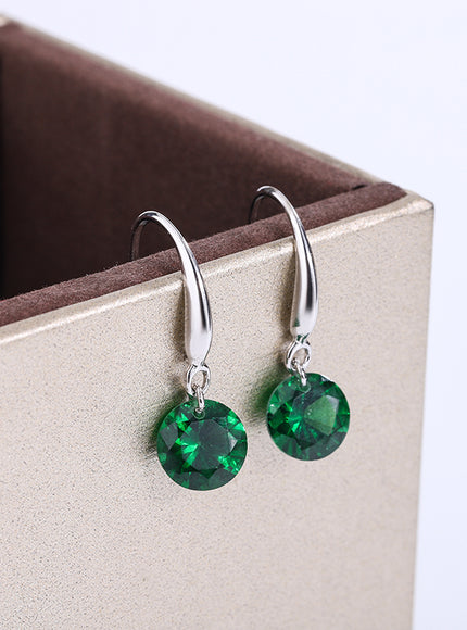 Exquisite S925 Silver Earrings for Women Fashion Color Zircon Earrings Red Green White Jewelry Earrings Silver Jewelry