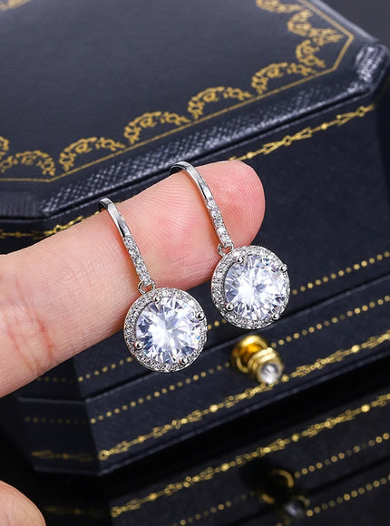 KissIcon S925 Silver Plated Crystal Earrings Wedding Ready