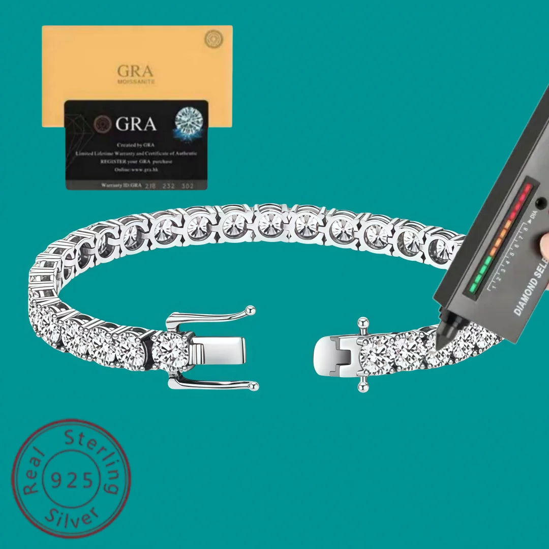 D VVS1 Moissanite Tennis Bracelet Original s925 Sterling Silver Plated 18k White Gold with GRA Necklace for Women Man