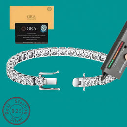 D VVS1 Moissanite Tennis Bracelet Original s925 Sterling Silver Plated 18k White Gold with GRA Necklace for Women Man