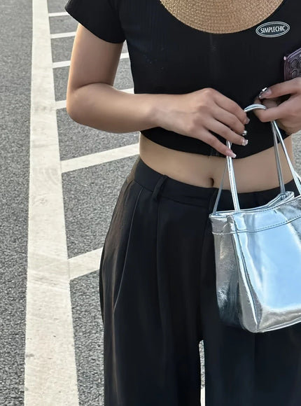 Sparkling Silver Mini Fashion Drawstring Bucket Bag, PU Sparkling Handbag, Women's Fashion Handbag and Wallet