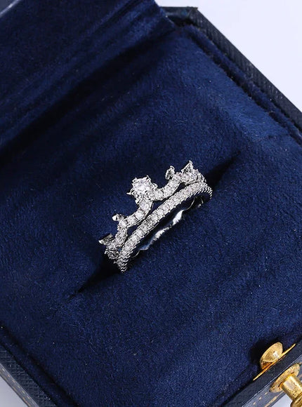 KissIcon Luxury Crown Ring Pair - Sparkling CZ Jewelry