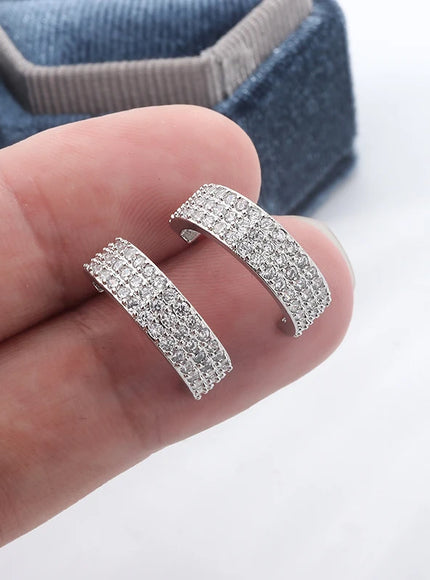 KissIcon Exquisite 925 Silver Plated Earrings -Zircon Shine