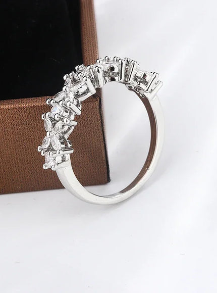 Luxury Female Small Natural Diamond Stone Ring 925 Silver Plated Engagement Ring Vintage Wedding Rings for Women