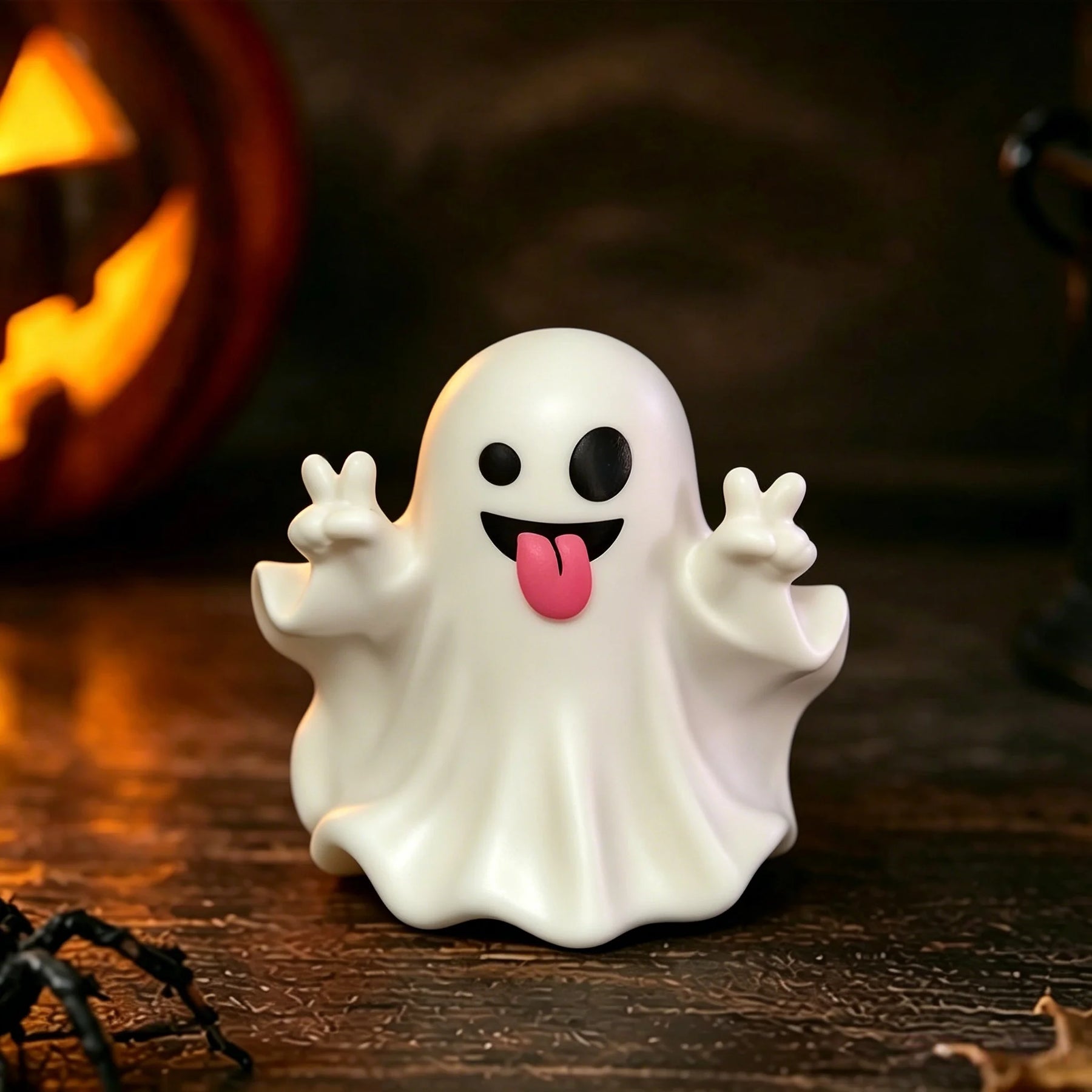 Cute Middle Finger Ghost Statue, Small Halloween Decor for Home, Centerpiece for Coffee Table, Adorable Horror Figure