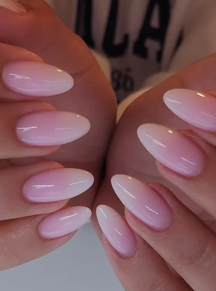 24Pcs Oval Short Pink Press on Nails Simple