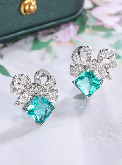 KissIcon 925 Sterling Silver Earrings -Green Zircon Sparkle