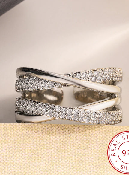 KissIcon Geometric Line Zircon Ring - Adjustable Fit