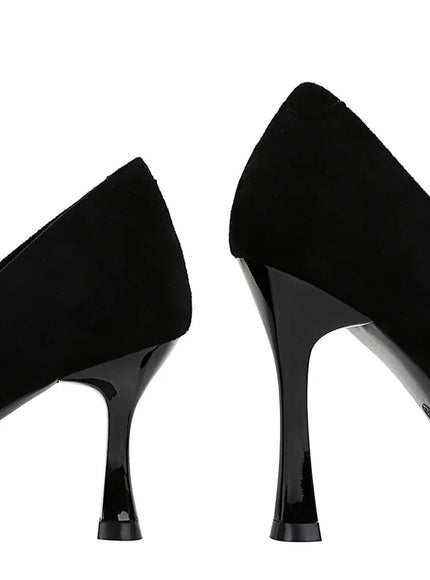 Fashion Suede Black Women Simple Pumps Wine Glasses
