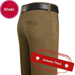 Mens 100% Cotton Summer Thin Autumn Thick Trousers Fashion Brand Cargo Pants Smart Casual Solid Khaki Black Suit Pant GOZBKF