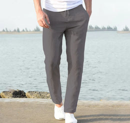 Men's Cotton Linen Pants Male Autumn New Breathable Solid Color Linen Trousers Fitness Streetwear S-5XL