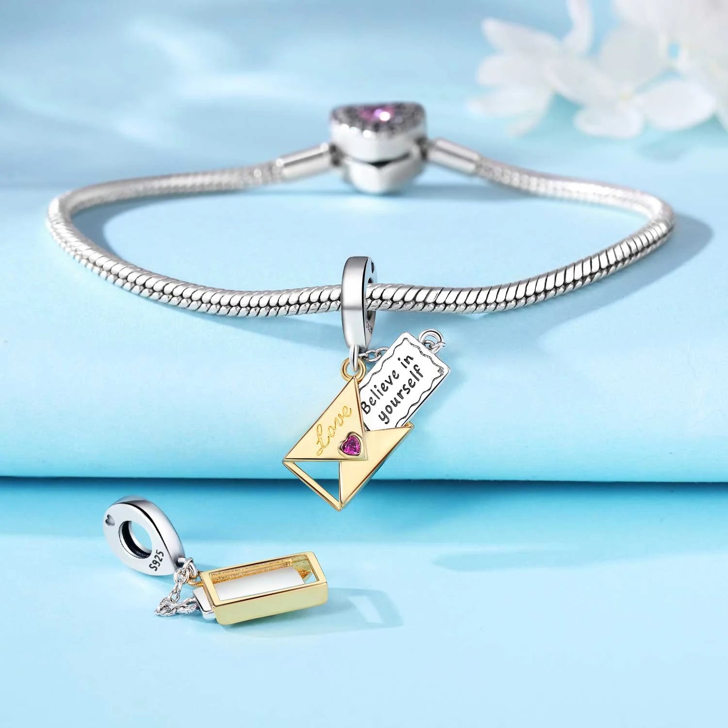 Original Charms Beads 925 Sterling Silver Zircon LOVE Winged Protect Heart Pendant For DIY Necklace Bracelet Fine Jewellery Gift