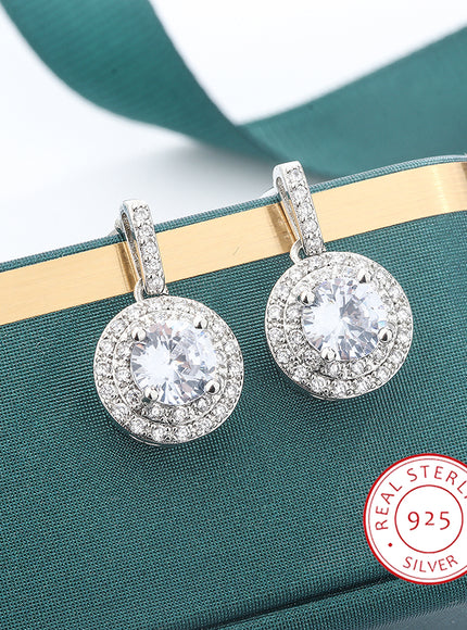KissIcon Sterling Silver Earrings - Retro Diamond Look