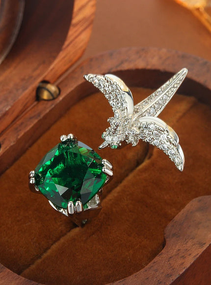 KissIcon 2025 Adjustable CZ Bird Ring For Women - Sparkling