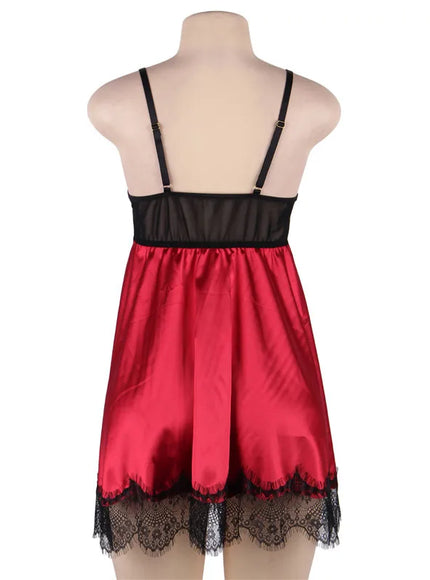 Plus Size Big Size  Colorful Woman Sexy Lingerie Babydoll Chemise with Eye Shiled Paste from M-5XL