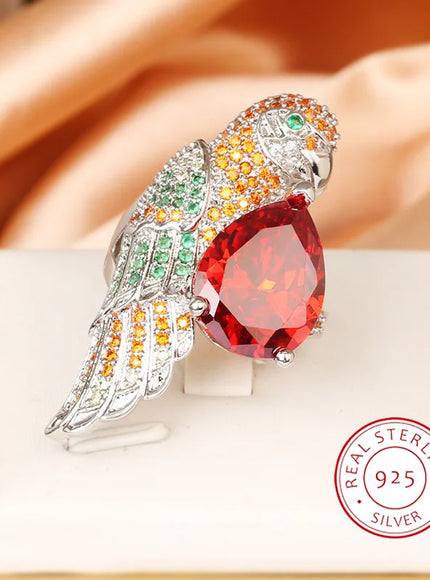 KissIcon Silver Plated Ring for Women - Hummingbird Zircon