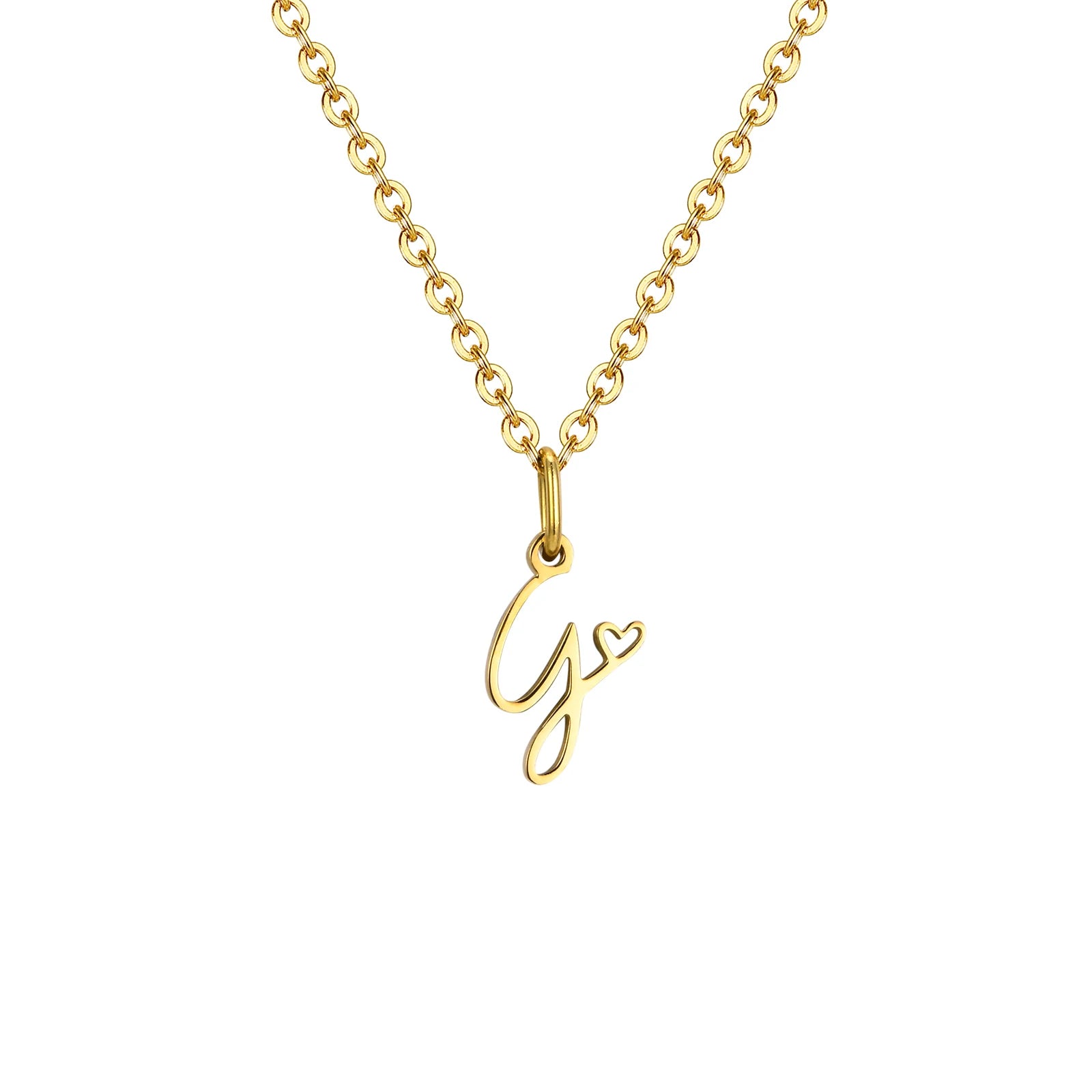 Dainty Heart Initial Necklace for Women, Gold Plated A-Z Letter Pendant, Waterproof Stainless Steel Monogram Jewelry, Personaliz