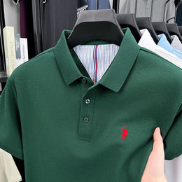 100% pure cotton short sleeved men's polo shirt summer fashion high-end brand pony embroidery golf top casual business T-shirt