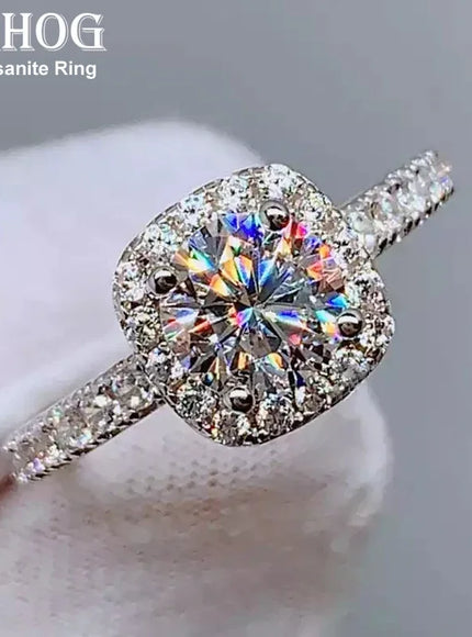 KissIcon Real Moissanite 925 Silver Ring 1 2 3CT Gleam
