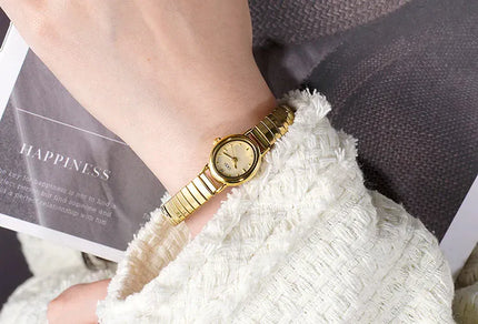 KissICON Elegant Women Quartz Watch Waterproof Stainless Oval Case