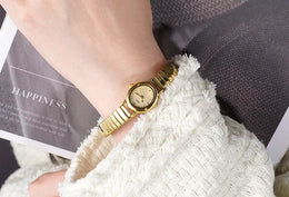KissICON Elegant Women Quartz Watch Waterproof Stainless Oval Case