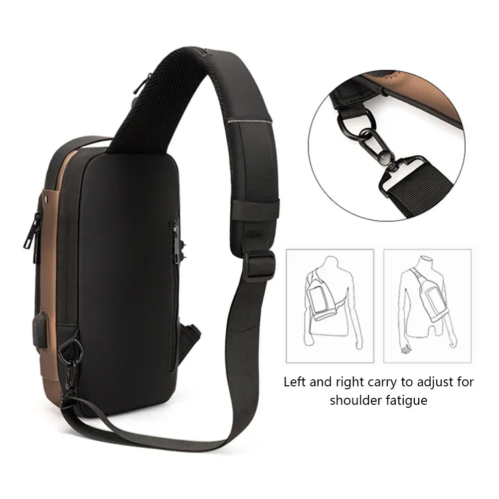Multifunction Designer Anti-theft USB Shoulder Bag Crossbody Travel Sling Pack Messenger Pack Chest Bag Male Luxury Brand Men