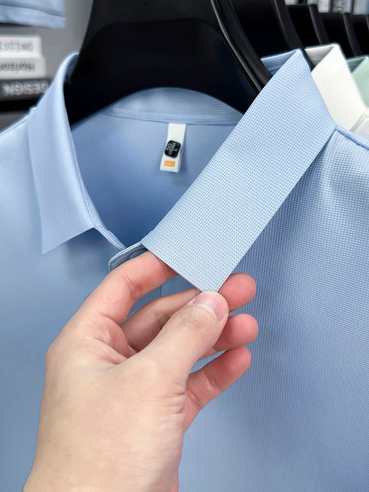 2025 Men's Sporty Polo Waffle Shirt | Moisture-Wicking Golf Tennis Top Sizes S-5XL, Snap Buttons, 7A Antibacterial High Quality