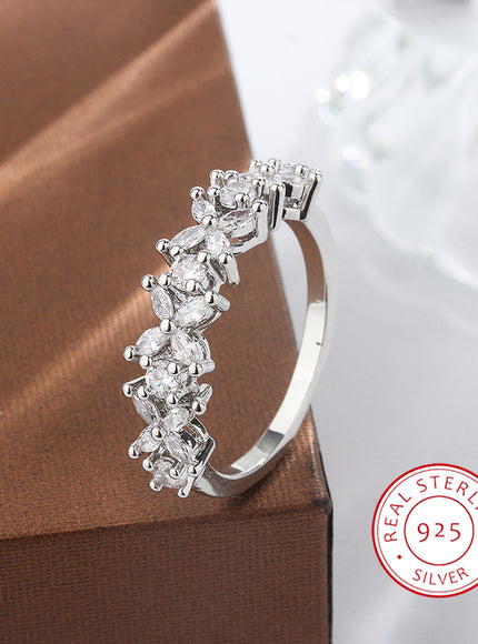 Luxury Female Small Natural Diamond Stone Ring 925 Silver Plated Engagement Ring Vintage Wedding Rings for Women