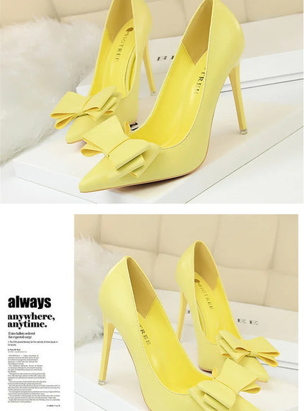 Fashion Sweet Women High Heel Shoes Blue Yellow