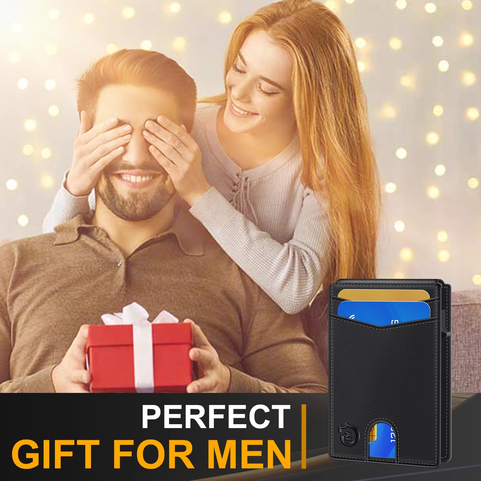 Men New Wallet with Money Clip Carbon Card Wallet Slim Wallet magsafe cüzdan metal Gift Box Christmas Gift Men  Gift  Mens Gift