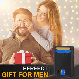 Men New Wallet with Money Clip Carbon Card Wallet Slim Wallet magsafe cüzdan metal Gift Box Christmas Gift Men  Gift  Mens Gift