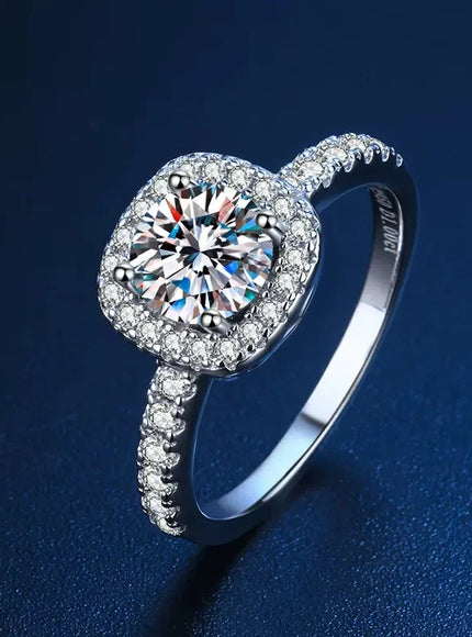 KissIcon Real Moissanite 925 Silver Ring 1 2 3CT Gleam