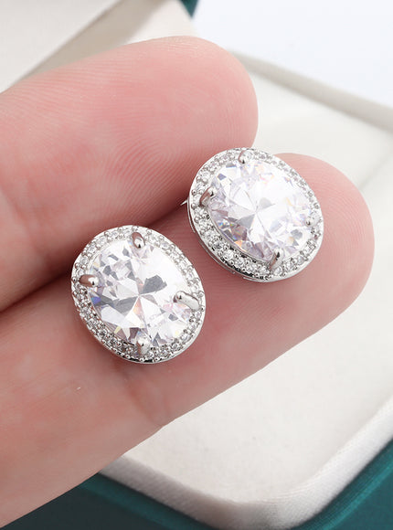 KissIcon Classic Shiny Zircon Earrings For Women - Dazzle