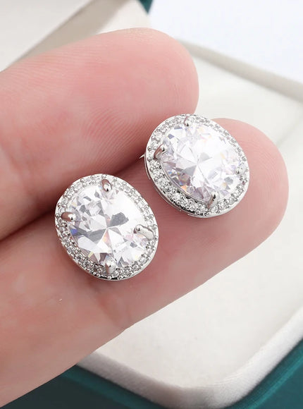 KissIcon Classic Shiny Zircon Earrings For Women - Dazzle