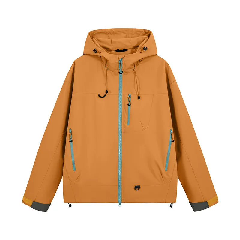KissICON Orange / XXXL(85 kg-100 kg) / China Mainland Waterproof Unisex Hooded Hiking Jacket for All Seasons