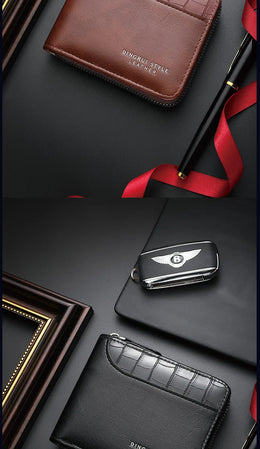 Leather Men’s Wallet Luxury Mens Purse Male Zipper Card Holders with Coin Pocket Rfid Wallets Gifts Men Money Bag Birthday Gifts
