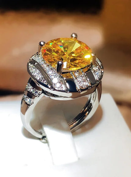 KissIcon Flashy Ring for Women - Adjustable Yellow Zircon