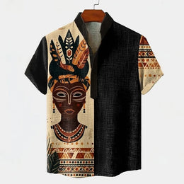 Men's Linen Short Sleeved Shirt, Button Design, Digital Printing, Casual and Comfortable, Fashionable to Wear
