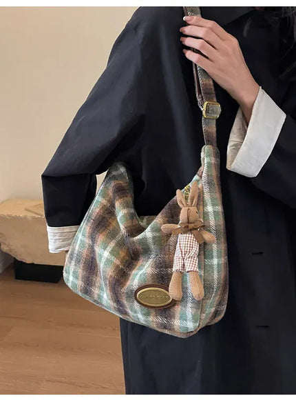 American Vintage Plaid Wool Crossbody – Shoulder