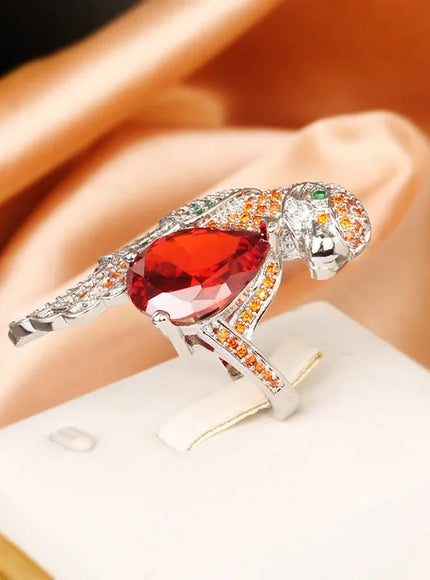 KissIcon Silver Plated Ring for Women - Hummingbird Zircon