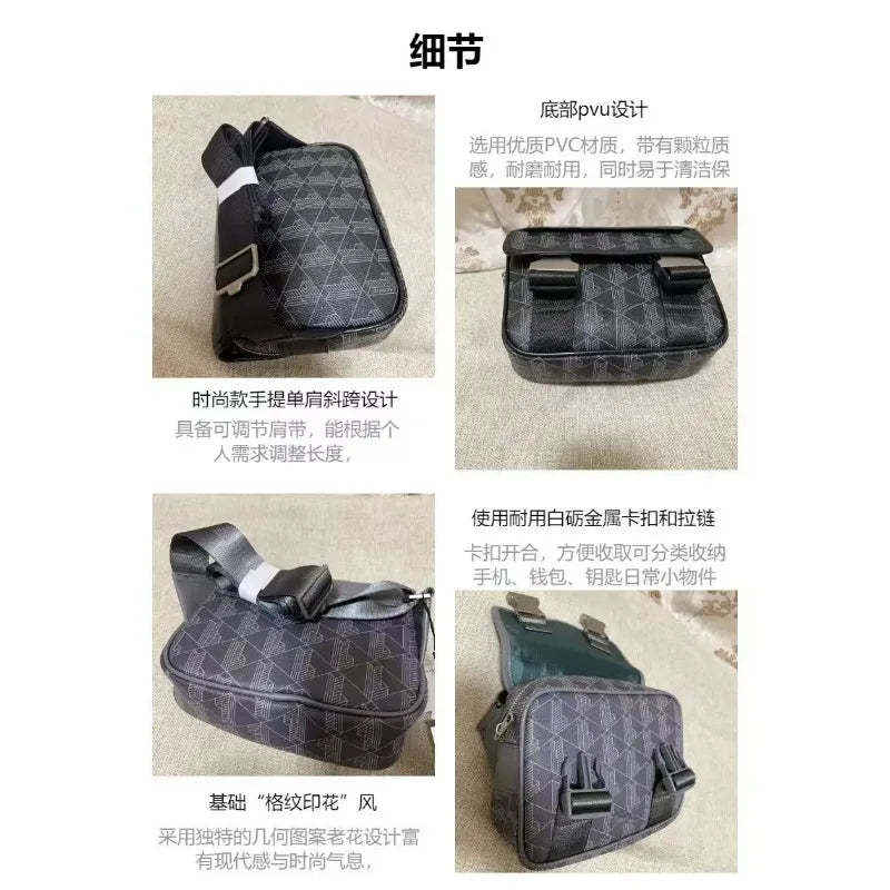 2026 New Men's Vintage Printed Crossbody Bag, Business Commuter Pu Leather Waterproof Shoulder Bag Storage Bag