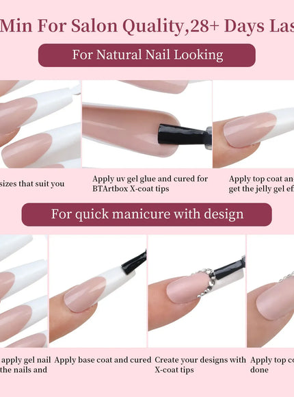 Colorful Fake Nails Set - Adhesive Glue Press
