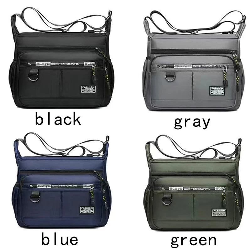 Men's Business Crossbody Bag with Multi-Layered Pockets Adjustable Shoulder Strap for Work Travel
